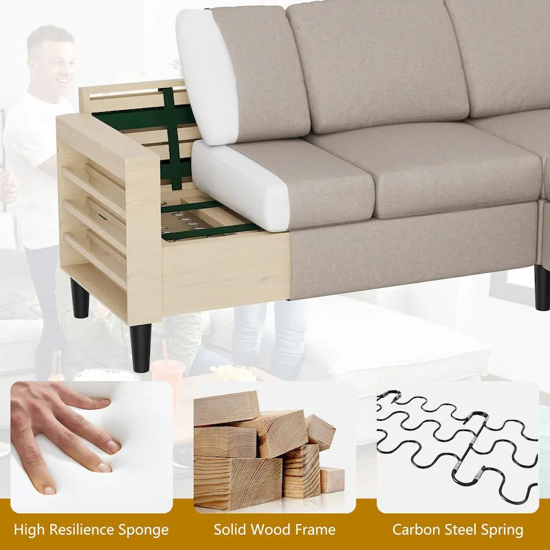 74 umwandelbares Ecksofa, kleines L-förmiges Sofa