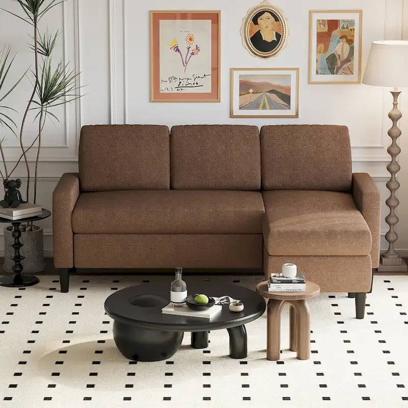 74 umwandelbares Ecksofa, kleines L-förmiges Sofa