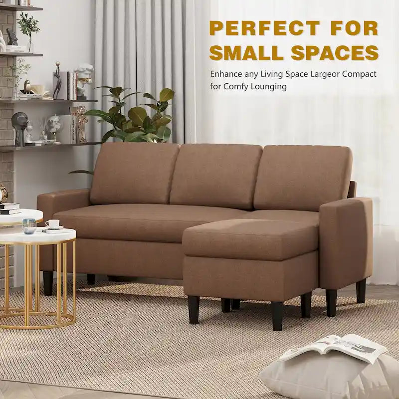 74 umwandelbares Ecksofa, kleines L-förmiges Sofa