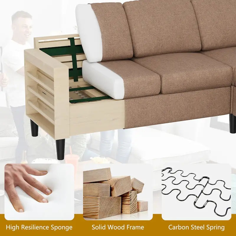 74 umwandelbares Ecksofa, kleines L-förmiges Sofa