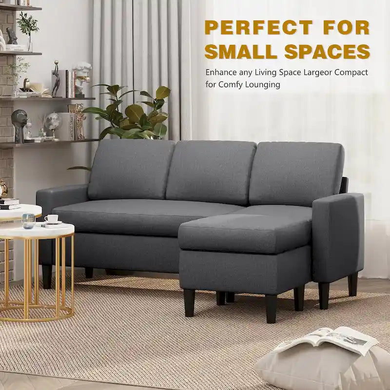 74 umwandelbares Ecksofa, kleines L-förmiges Sofa