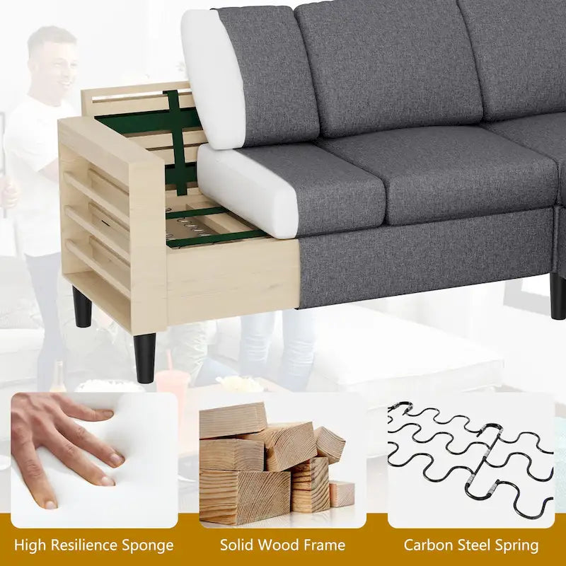 74 umwandelbares Ecksofa, kleines L-förmiges Sofa
