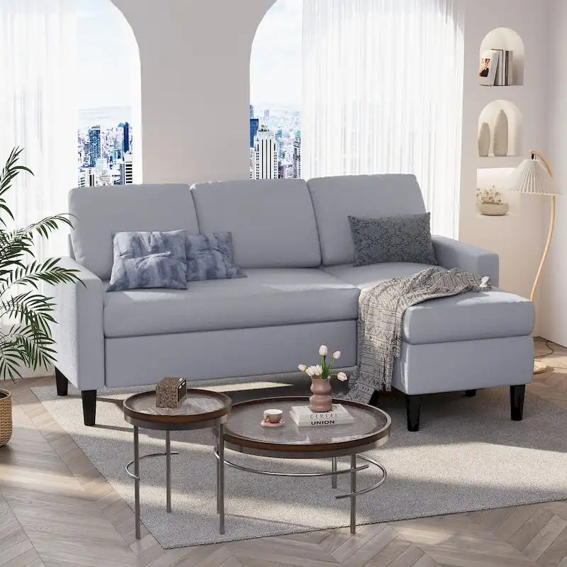 74 umwandelbares Ecksofa, kleines L-förmiges Sofa