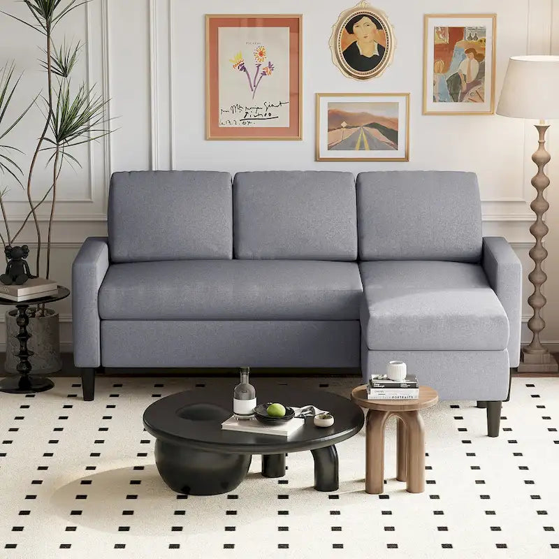 74 umwandelbares Ecksofa, kleines L-förmiges Sofa