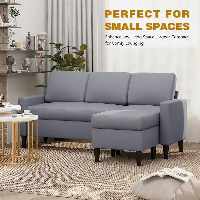 74 umwandelbares Ecksofa, kleines L-förmiges Sofa