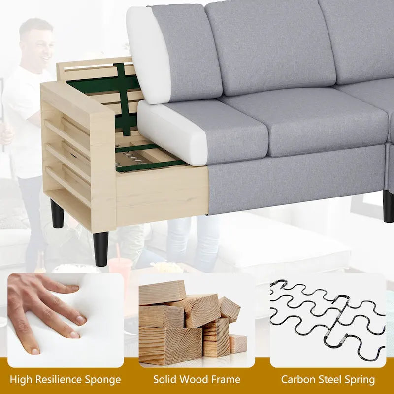 74 umwandelbares Ecksofa, kleines L-förmiges Sofa