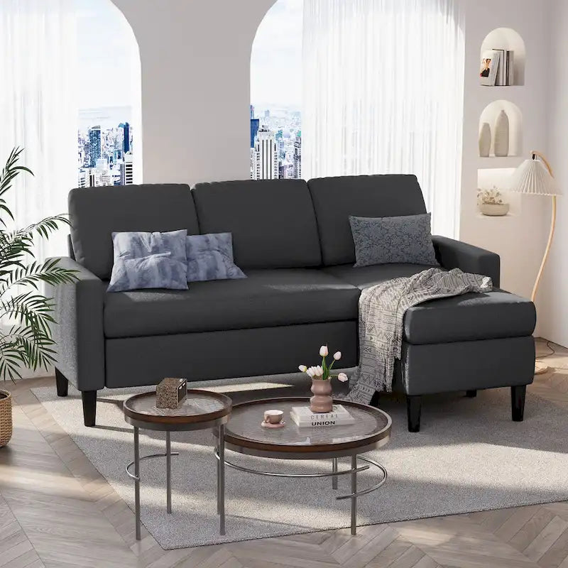 74 umwandelbares Ecksofa, kleines L-förmiges Sofa