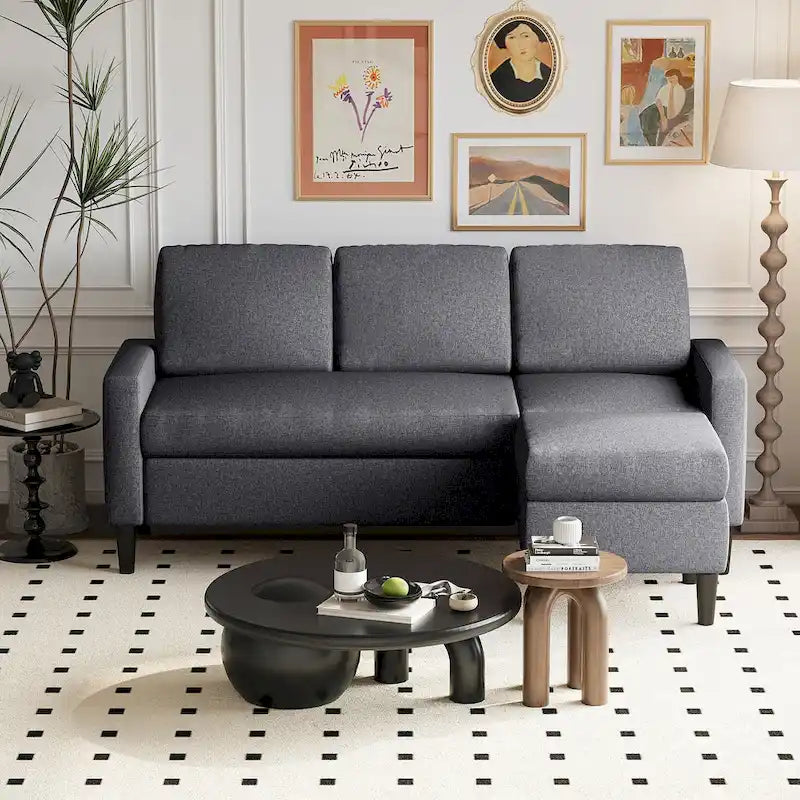 74 umwandelbares Ecksofa, kleines L-förmiges Sofa