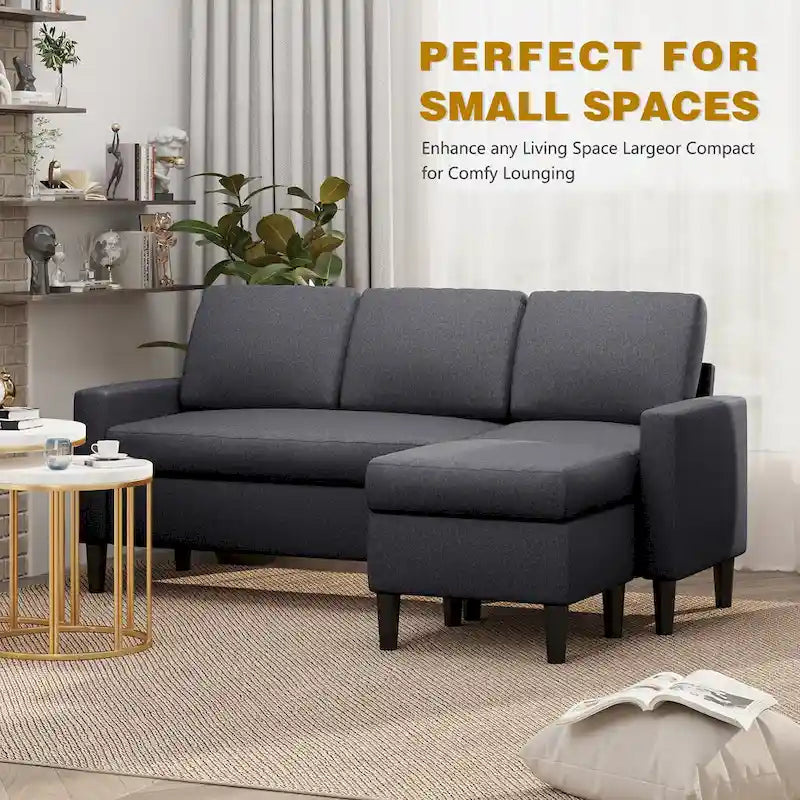 74 umwandelbares Ecksofa, kleines L-förmiges Sofa