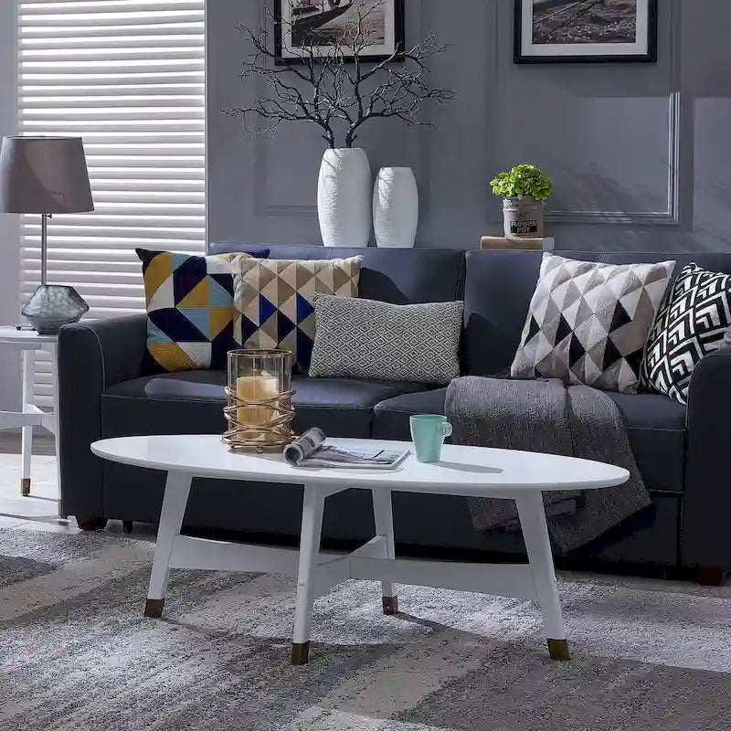 Table basse ovale en bois moderne du milieu du siècle