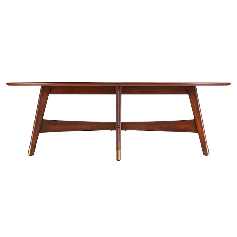 Mesa de centro ovalada de madera de estilo moderno de mediados de siglo