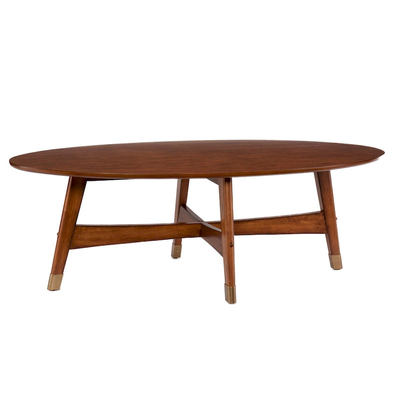 Mesa de centro ovalada de madera de estilo moderno de mediados de siglo