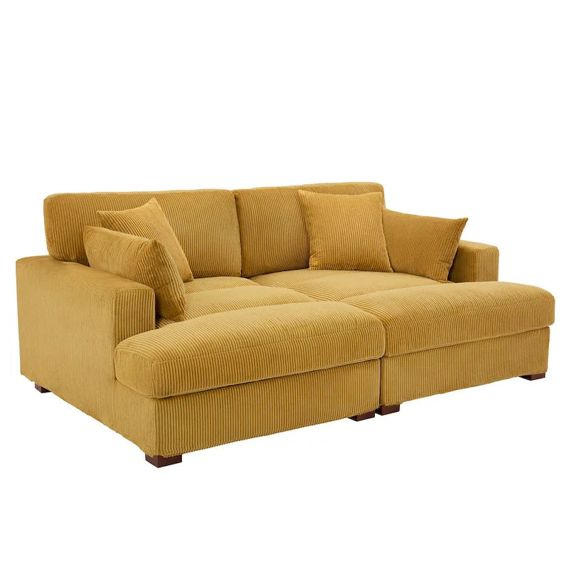 Großes modulares Cord-Ecksofa mit Schlaffunktion und Chaiselongue
