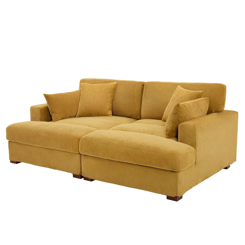 Großes modulares Cord-Ecksofa mit Schlaffunktion und Chaiselongue