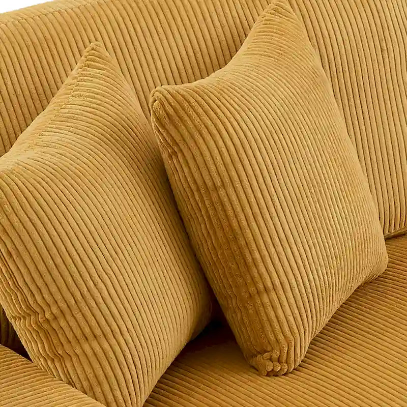 Großes modulares Cord-Ecksofa mit Schlaffunktion und Chaiselongue