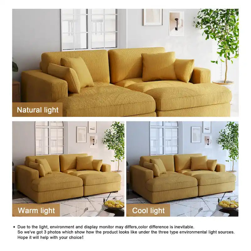 Großes modulares Cord-Ecksofa mit Schlaffunktion und Chaiselongue
