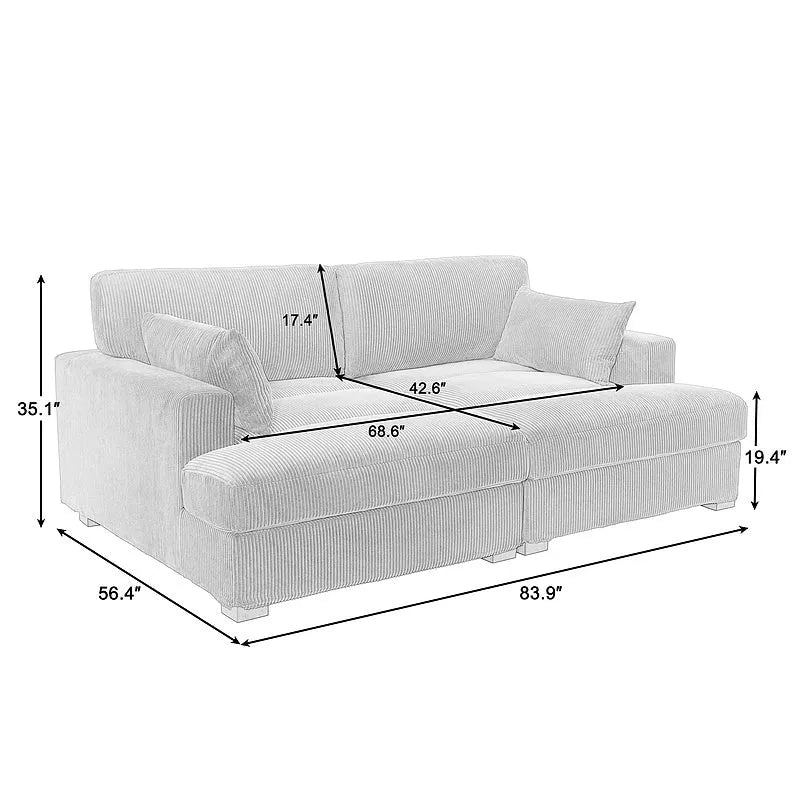 Großes modulares Cord-Ecksofa mit Schlaffunktion und Chaiselongue