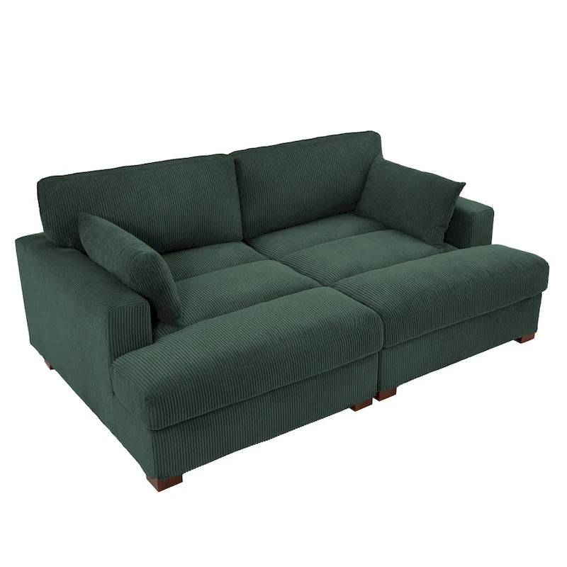 Großes modulares Cord-Ecksofa mit Schlaffunktion und Chaiselongue