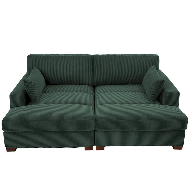 Großes modulares Cord-Ecksofa mit Schlaffunktion und Chaiselongue