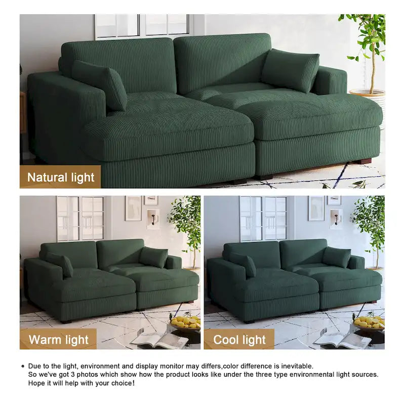 Großes modulares Cord-Ecksofa mit Schlaffunktion und Chaiselongue