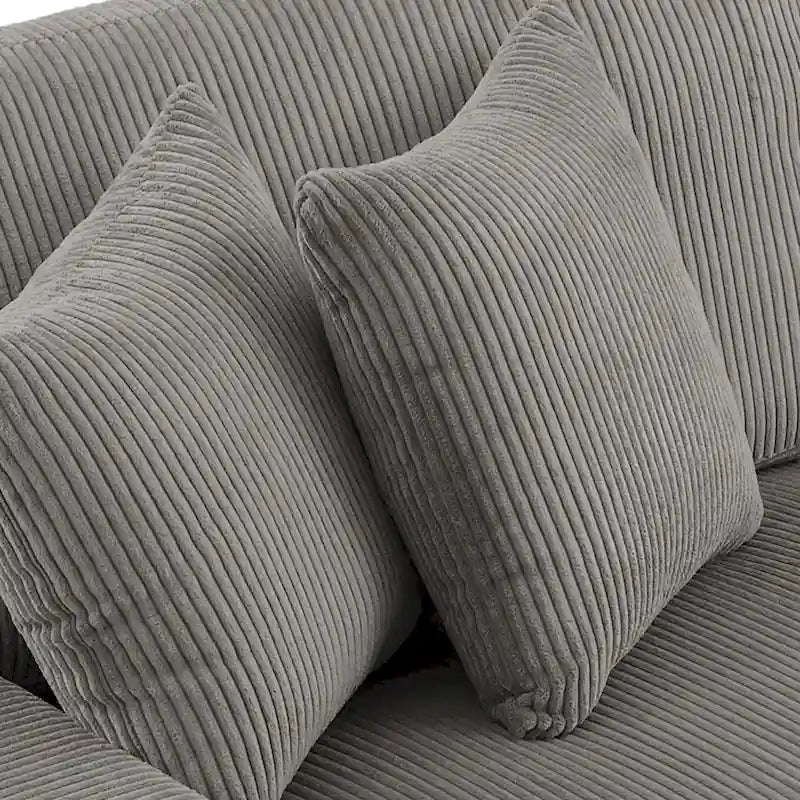 Großes modulares Cord-Ecksofa mit Schlaffunktion und Chaiselongue