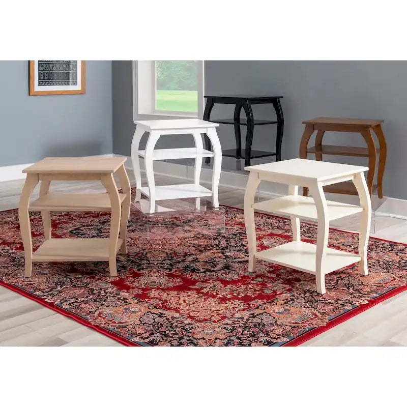 Mesa auxiliar rústica de madera con 2 estantes