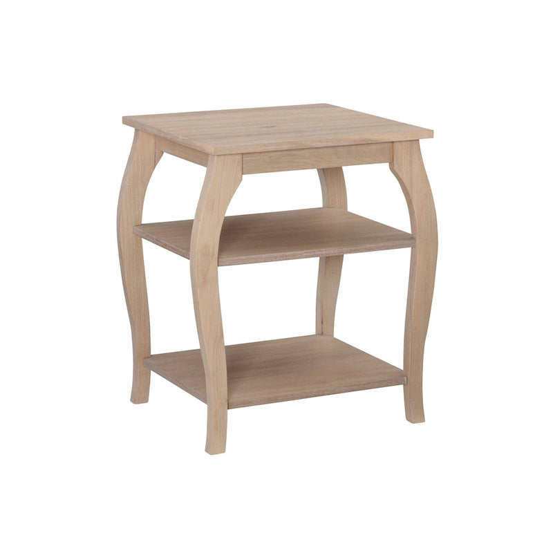Mesa auxiliar rústica de madera con 2 estantes