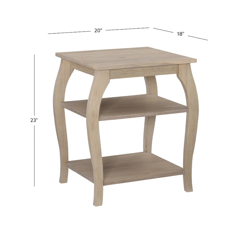 Mesa auxiliar rústica de madera con 2 estantes