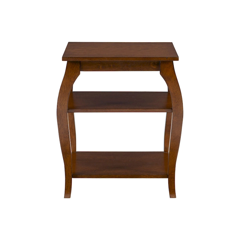Mesa auxiliar rústica de madera con 2 estantes