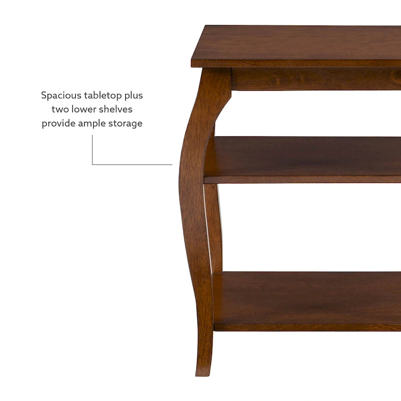 Mesa auxiliar rústica de madera con 2 estantes