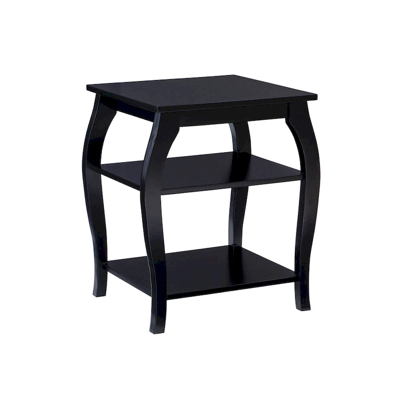Mesa auxiliar rústica de madera con 2 estantes