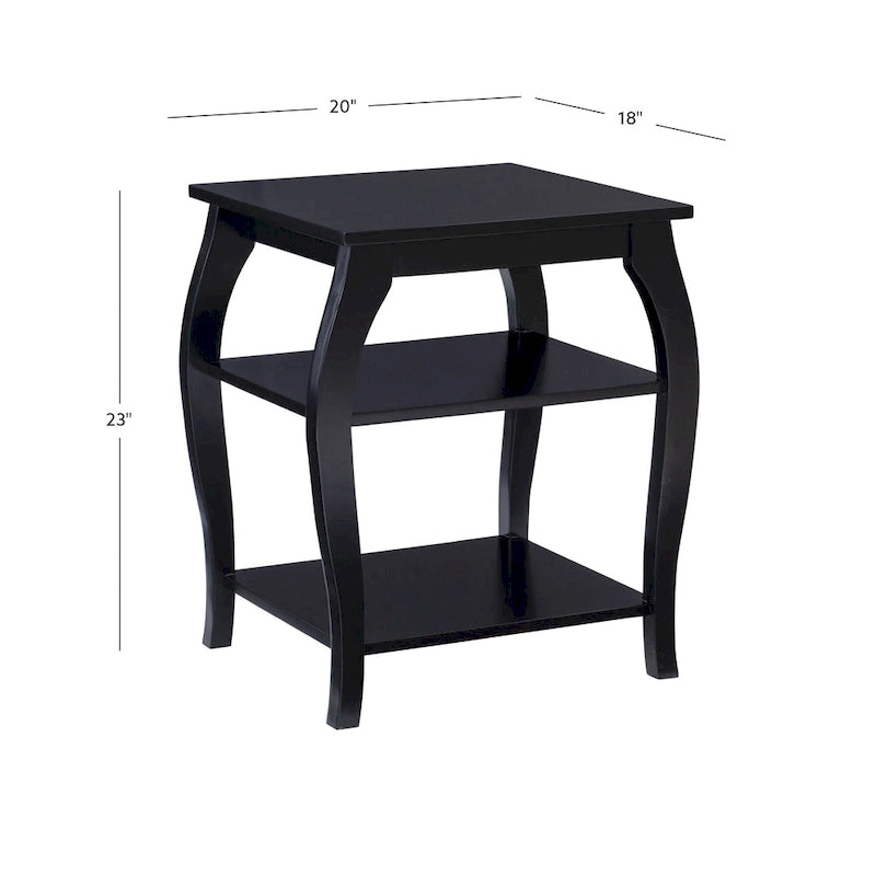 Mesa auxiliar rústica de madera con 2 estantes
