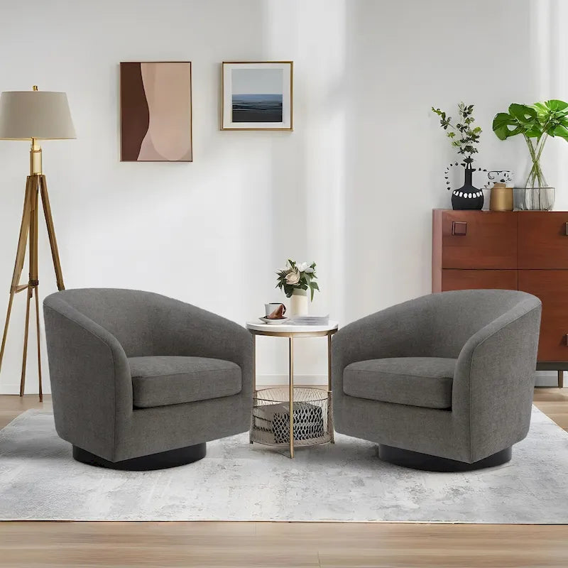 Juego de 2 sillas decorativas de tela giratorias 360, sillones tipo barril