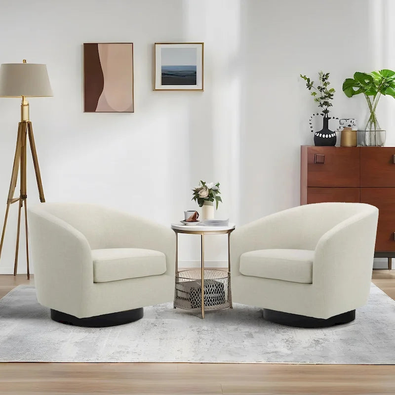 Juego de 2 sillas decorativas de tela giratorias 360, sillones tipo barril