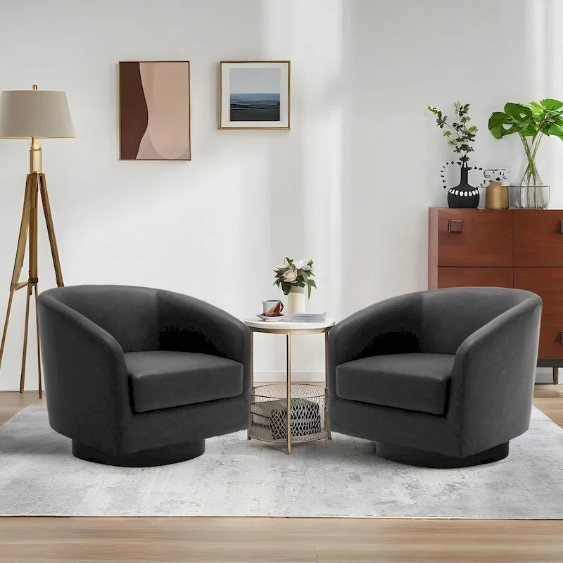 Juego de 2 sillas decorativas de tela giratorias 360, sillones tipo barril