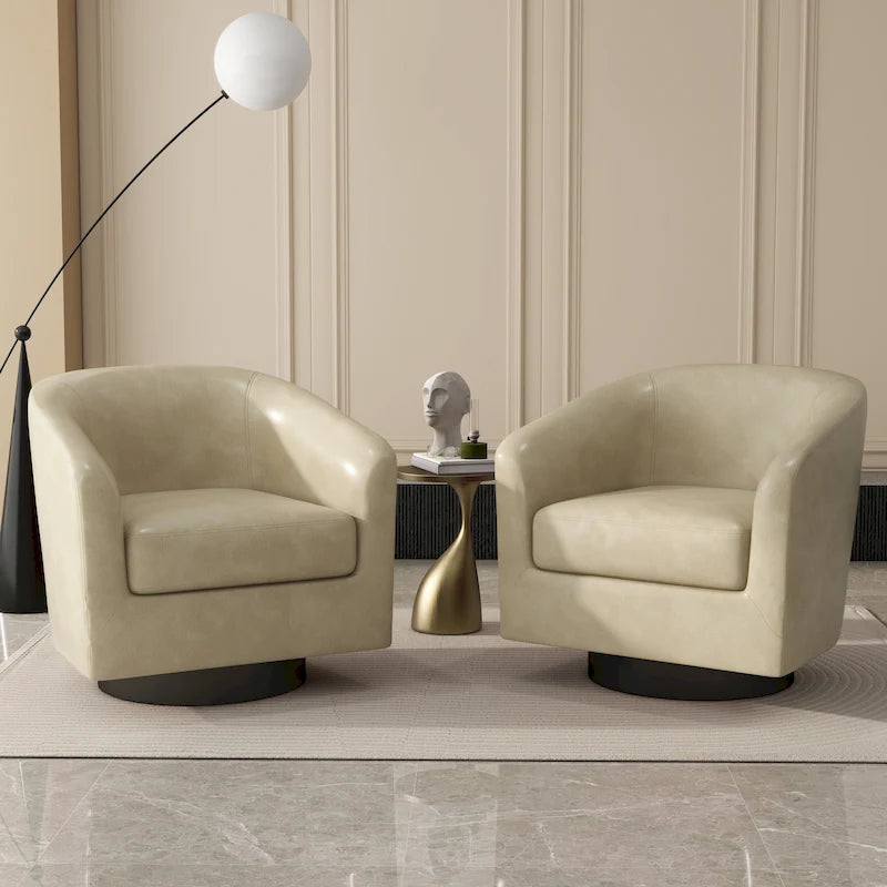 Juego de 2 sillas decorativas de tela giratorias 360, sillones tipo barril