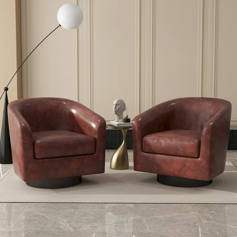 Juego de 2 sillas decorativas de tela giratorias 360, sillones tipo barril