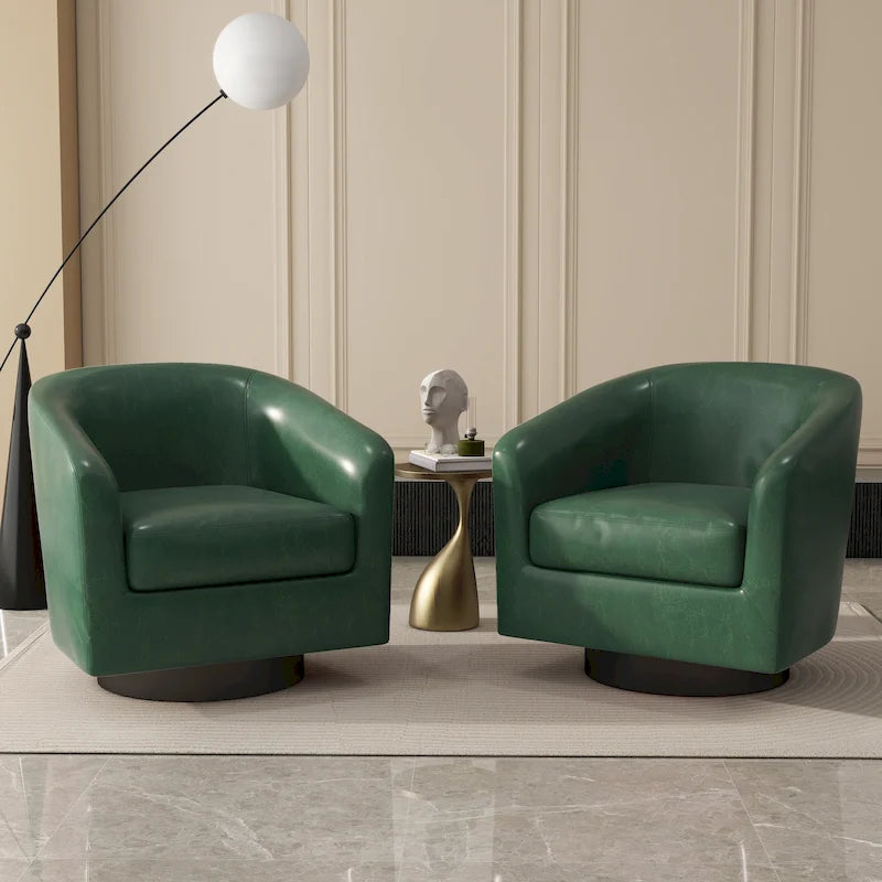 Juego de 2 sillas decorativas de tela giratorias 360, sillones tipo barril