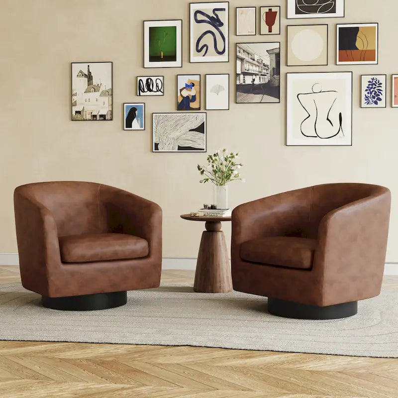 Juego de 2 sillas decorativas de tela giratorias 360, sillones tipo barril