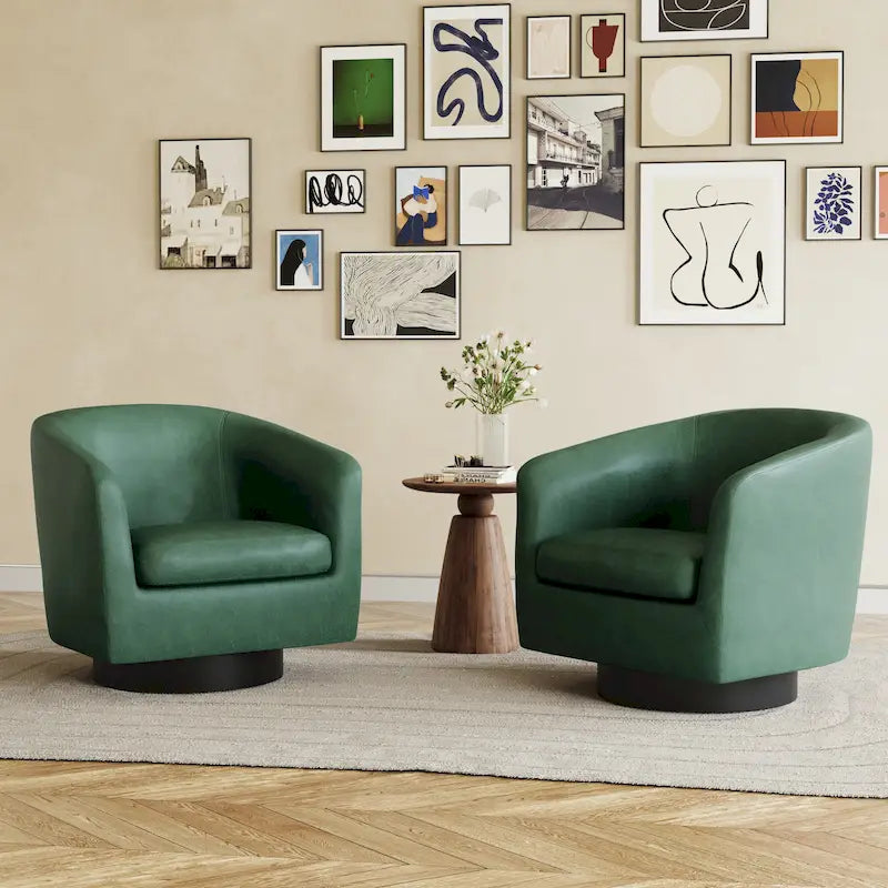 Juego de 2 sillas decorativas de tela giratorias 360, sillones tipo barril
