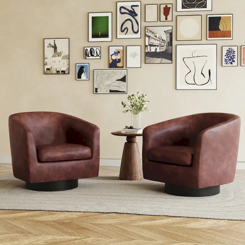 Juego de 2 sillas decorativas de tela giratorias 360, sillones tipo barril