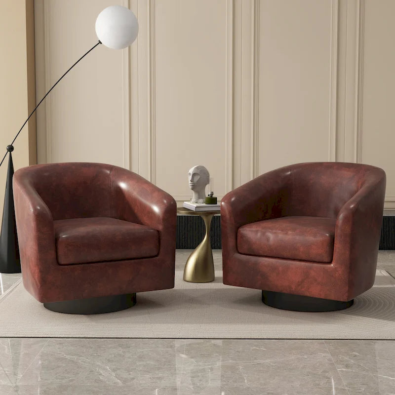 Juego de 2 sillas decorativas de tela giratorias 360, sillones tipo barril