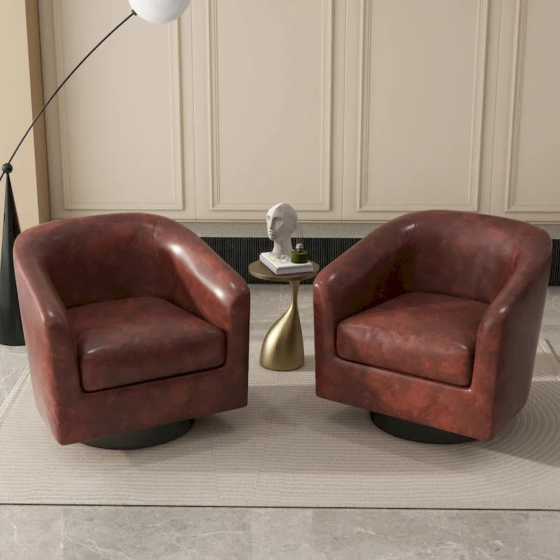 Juego de 2 sillas decorativas de tela giratorias 360, sillones tipo barril