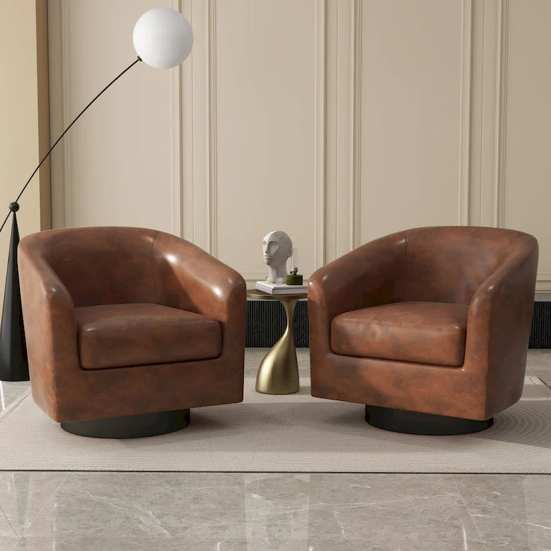 Juego de 2 sillas decorativas de tela giratorias 360, sillones tipo barril