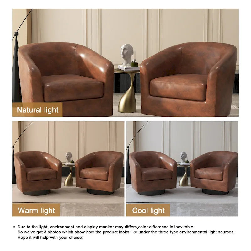 Juego de 2 sillas decorativas de tela giratorias 360, sillones tipo barril