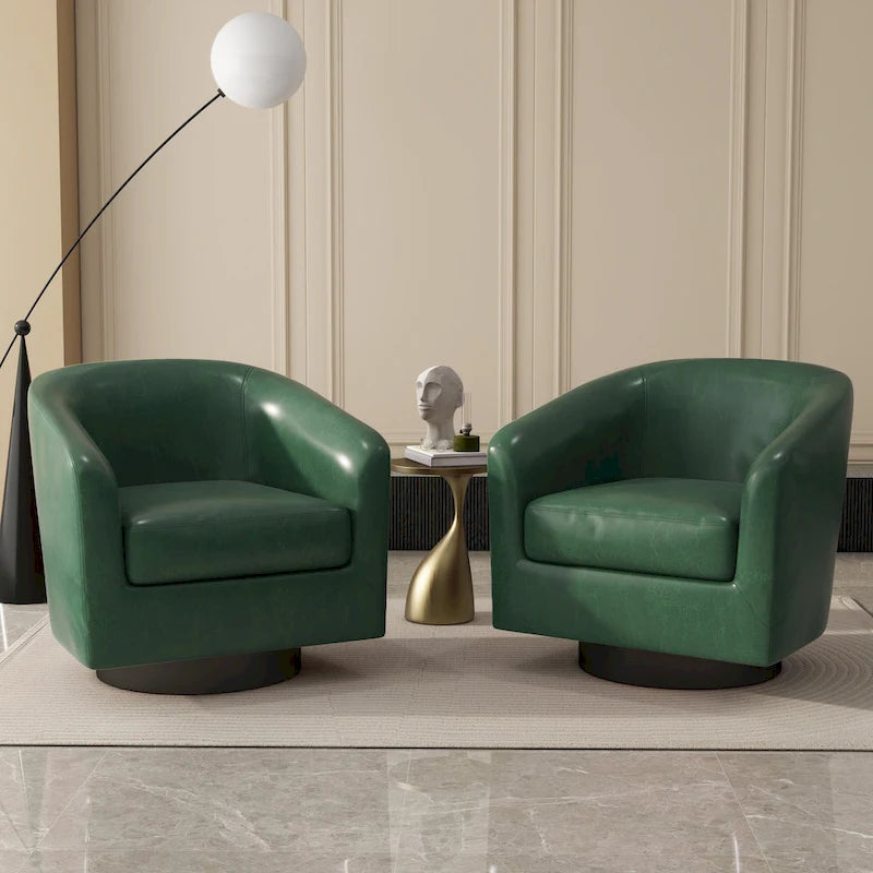 Juego de 2 sillas decorativas de tela giratorias 360, sillones tipo barril