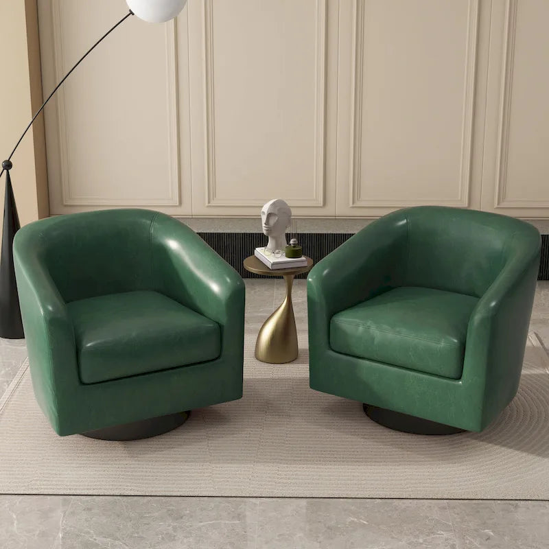 Juego de 2 sillas decorativas de tela giratorias 360, sillones tipo barril