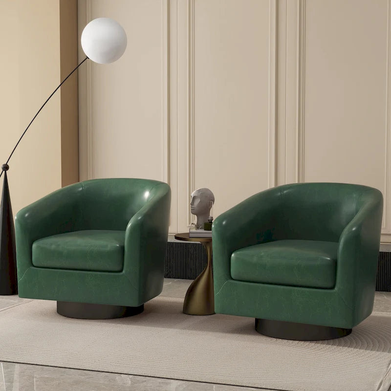 Juego de 2 sillas decorativas de tela giratorias 360, sillones tipo barril