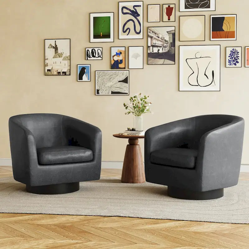 Juego de 2 sillas decorativas de tela giratorias 360, sillones tipo barril