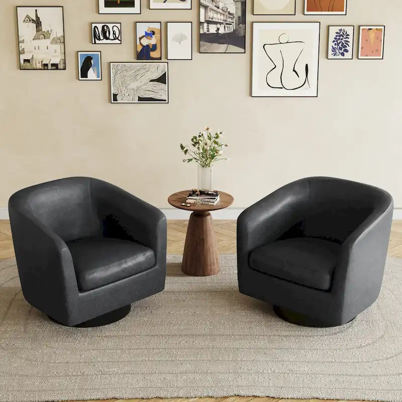 Juego de 2 sillas decorativas de tela giratorias 360, sillones tipo barril